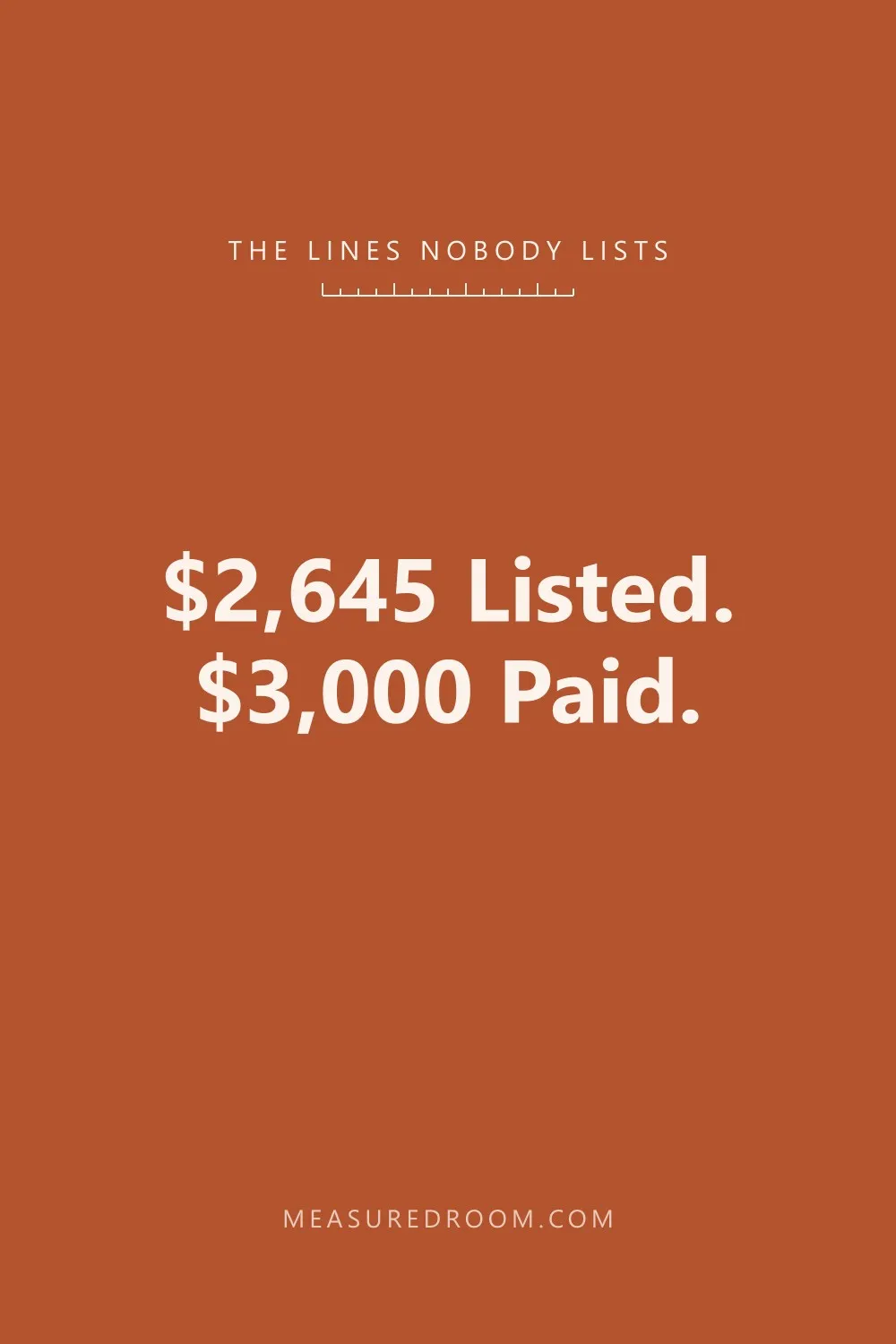 $2,645 listed, $3,000 paid.